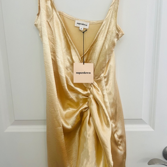 Superdown Lennie Wrap Dress - Champagne, Size S - Sold Out Style! - Picture 7 of 7